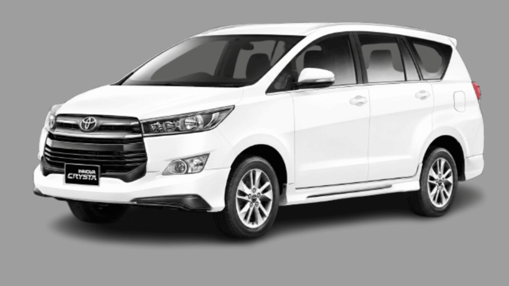 White Toyota Innova Crysta SUV for Agra local sightseeing and airport transfer